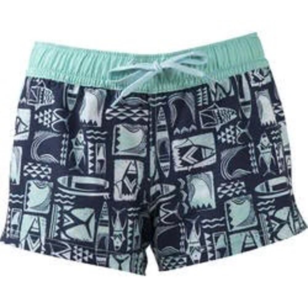 SALT LIFE • Blue + Green Tiki Waves Volley Shorts